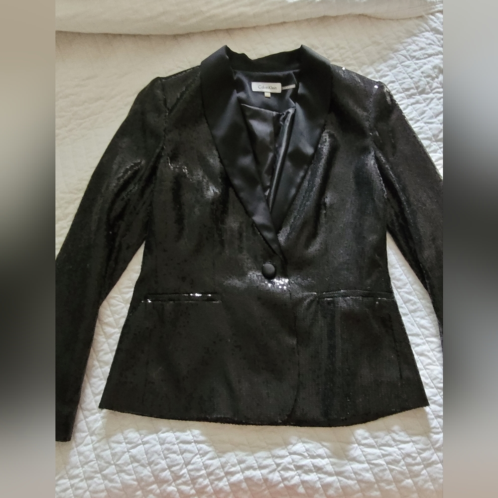 Calvin Klein black sequined blazer